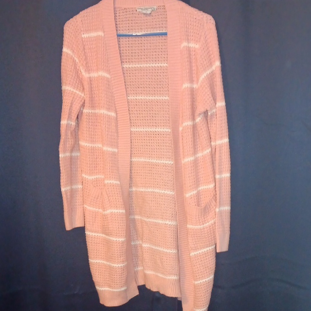 Expressions Pink and White Knit Cardigan